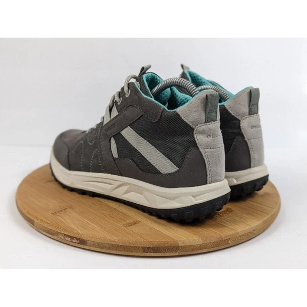 Geox Respira Womens 10.5 Grey‎ Suede Mid Top Hiking Walking Sneakers Shoes